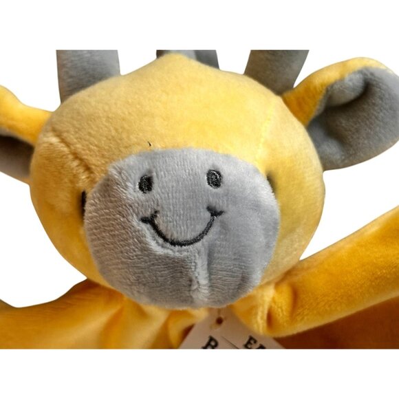 Baby Giraffe Security Lovey Plush Yellow Gray Knotted Sewn Eyes Rattle Toy Gift - Picture 3 of 5